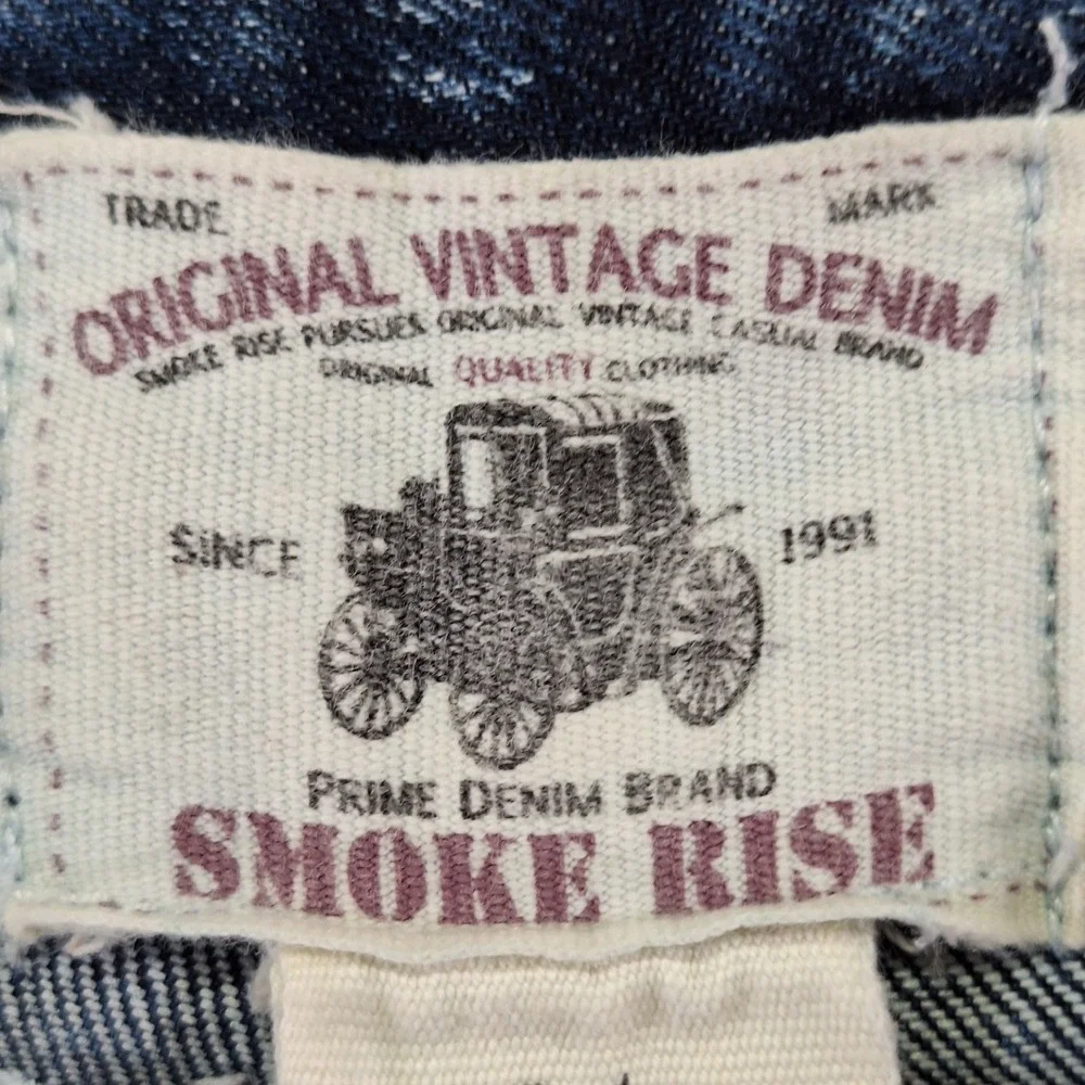 Smoke Rise Denim Shorts Mens 34 (Fits W36) Light Wash Distressed Streetwear Y2K